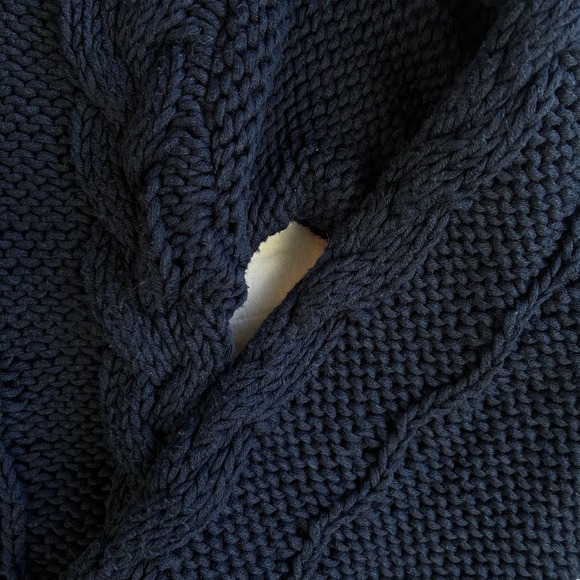Velvet by Graham & Spencer Sweater Women M Navy Cable Knit Fisherman Core Preppy - Picture 9 of 9